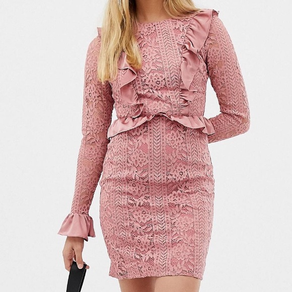 Glamorous Dresses & Skirts - Glamorous |  pink lace long sleeve dress